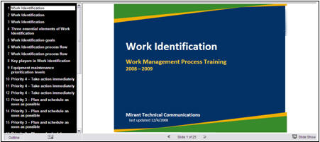 Figure 3: An embedded PowerPoint presentation in the training site.